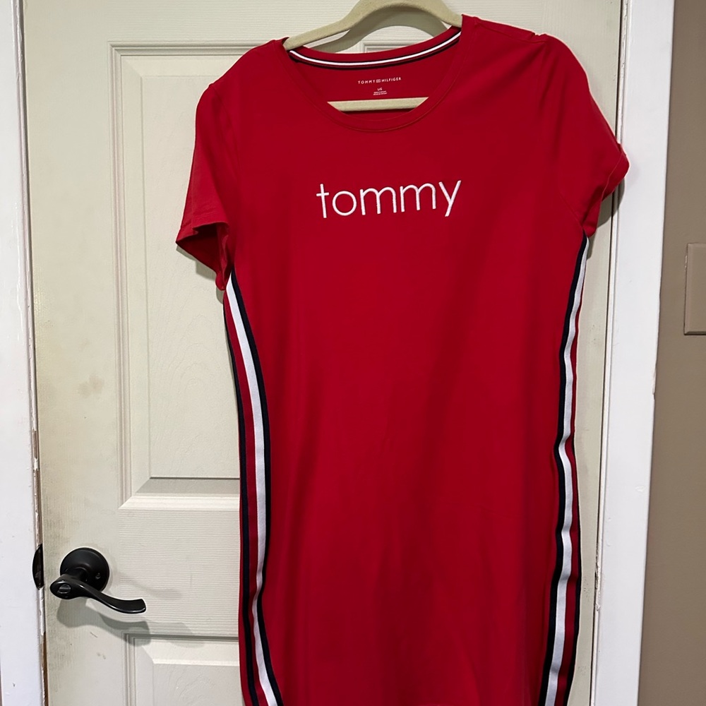 Tommy Hilfiger Red Dress with Side Stripes